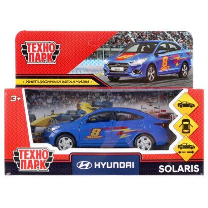 Машина металл hyundai solaris спорт 12см, откр. двери, инерц.синий в кор. Технопарк SOLARIS2-12SRT-B